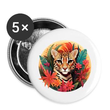Ocelot Paradise - Buttons small 1''/25 mm (5-pack) - white - Front