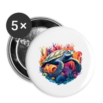 Lebendige Meeresschildkröte - Buttons klein 25 mm (5er Pack) - Weiß - Vorne