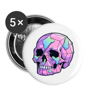 Geheimnisvoller Schädel - Buttons klein 25 mm (5er Pack) - Weiß - Vorne