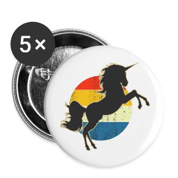Unicorn Retro Sunset - Buttons small 1''/25 mm (5-pack) - white - Front