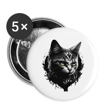 bad cat - Buttons klein 25 mm (5er Pack) - Weiß - Vorne
