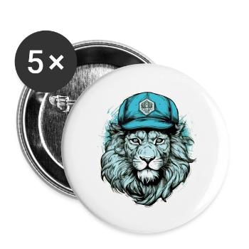 Goudo, der blaue Löwe - Buttons klein 25 mm (5er Pack) - Weiß - Vorne