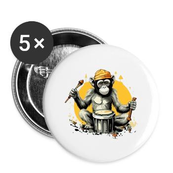 Ziko the monkey musician - Buttons small 1''/25 mm (5-pack) - white - Front