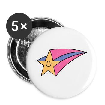 Retro Sternschnuppe - Buttons klein 25 mm (5er Pack) - Weiß - Vorne