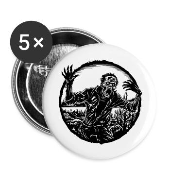 Zombie Untoter Halloween Horror - Buttons klein 25 mm (5er Pack) - Weiß - Vorne
