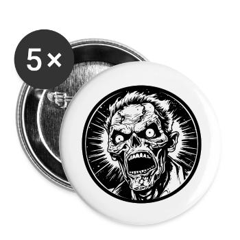 Zombie Untoter Halloween Horror - Buttons klein 25 mm (5er Pack) - Weiß - Vorne