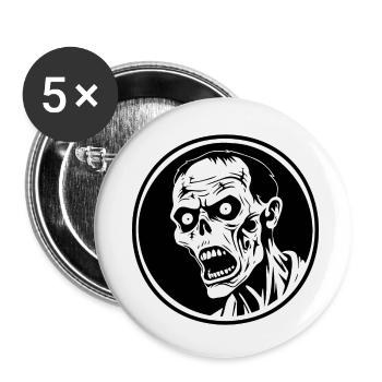 Zombie Untoter Halloween Horror - Buttons klein 25 mm (5er Pack) - Weiß - Vorne