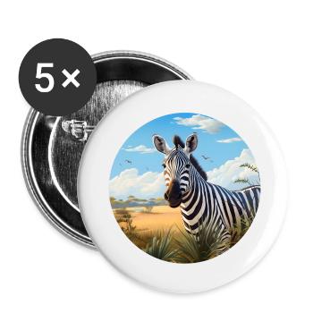 Zebra in Savannah - Buttons small 1''/25 mm (5-pack) - white - Front