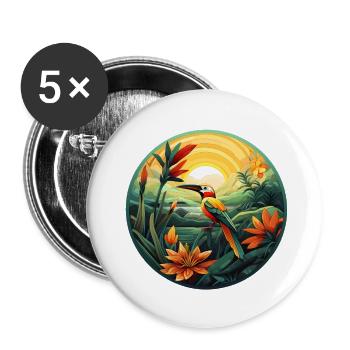 Oiseau au paradis - Lot de 5 petits badges (25 mm) - blanc - Devant