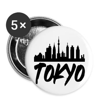 Tokyo Skyline - Lot de 5 petits badges (25 mm) - blanc - Devant