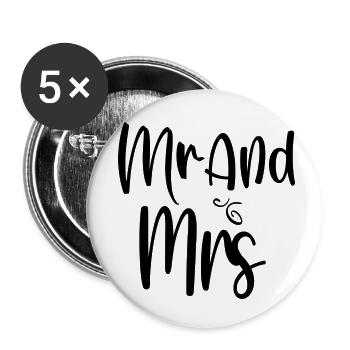 Mr And Mrs - Buttons small 1''/25 mm (5-pack) - white - Front