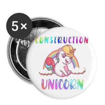 Excavator Construction Site Construction Worker Girl I Gift - Buttons small 1''/25 mm (5-pack) - white - Front