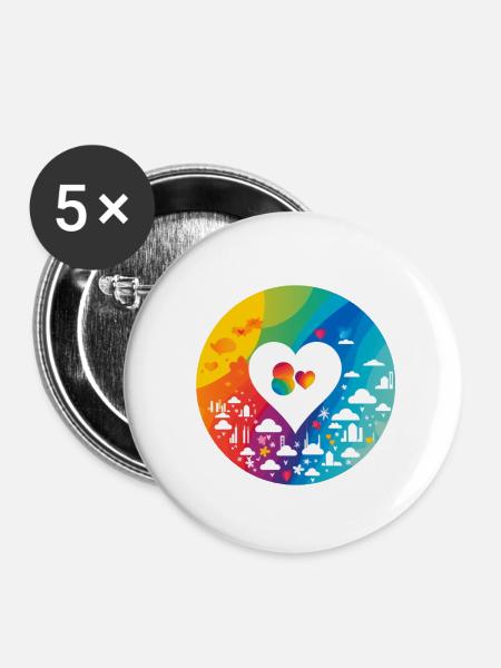 Cloud Liebe - Buttons klein 25 mm (5er Pack) - Weiß