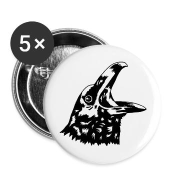 Krähe - Buttons klein 25 mm (5er Pack) - Weiß - Vorne