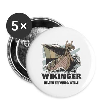 Wikinger Seefahrt Design - Buttons klein 25 mm (5er Pack) - Weiß - Vorne