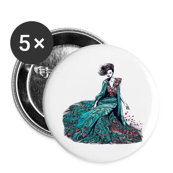 Fashion designer Peacock - Buttons small 1''/25 mm (5-pack) - white - Front