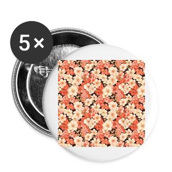 Fleurs sans couture Motif Floral Happy Blossom Art - Lot de 5 petits badges (25 mm) - blanc - Devant