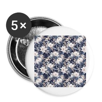 Roses Motif sans couture Belle esthétique élégante - Lot de 5 petits badges (25 mm) - blanc - Devant