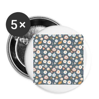 Fleurs sans couture Motif Floral Happy Blossom Art - Lot de 5 petits badges (25 mm) - blanc - Devant