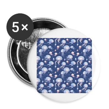 Méduses Modèle sans couture Vie marine Océan Aquatique - Lot de 5 petits badges (25 mm) - blanc - Devant
