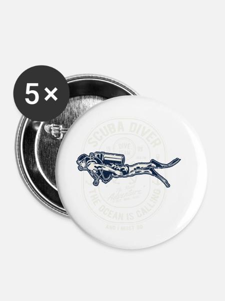 Wassersport - Buttons klein 25 mm (5er Pack) - Weiß