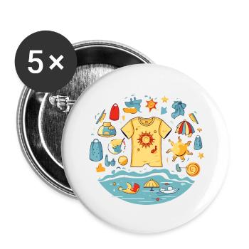 Urlaubs-Kit - Buttons klein 25 mm (5er Pack) - Weiß - Vorne