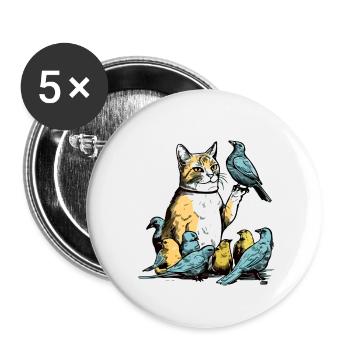 Kito the bird cat - Buttons small 1''/25 mm (5-pack) - white - Front