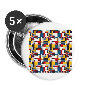 Formes abstraites de motifs répétitifs géométriques sans soudure - Lot de 5 petits badges (25 mm) - blanc - Devant