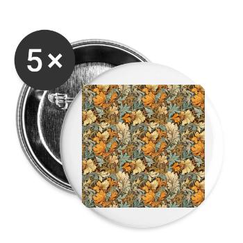 Feuilles sans couture Motif Feuille Feuillage Nature Print - Lot de 5 petits badges (25 mm) - blanc - Devant