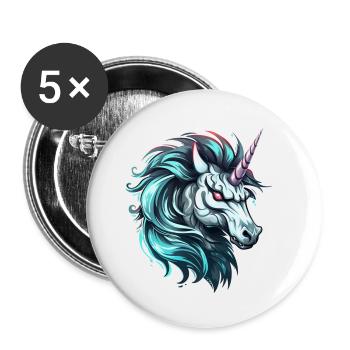 Mad Unicorn - Buttons small 1''/25 mm (5-pack) - white - Front