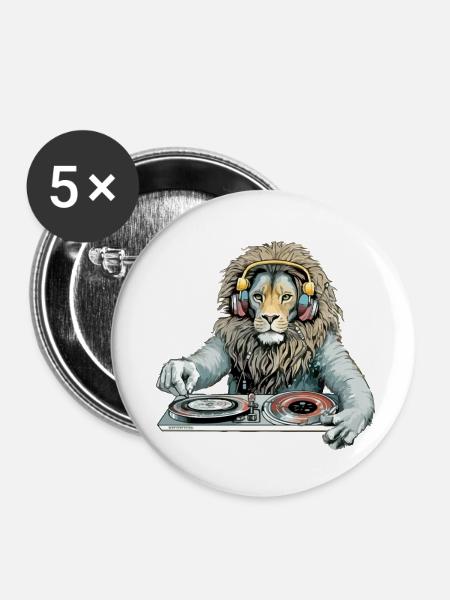 Diko der Löwe Deejay - Buttons klein 25 mm (5er Pack) - Weiß