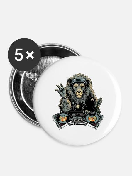 Dilo der Löwe Deejay - Buttons klein 25 mm (5er Pack) - Weiß
