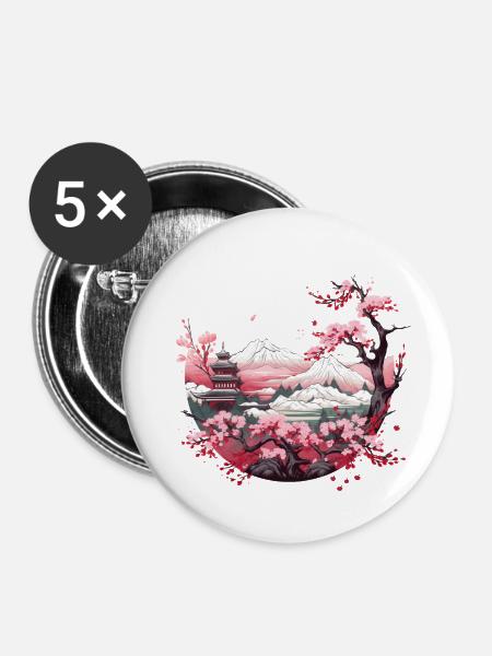 Japan World - Buttons klein 25 mm (5er Pack) - Weiß