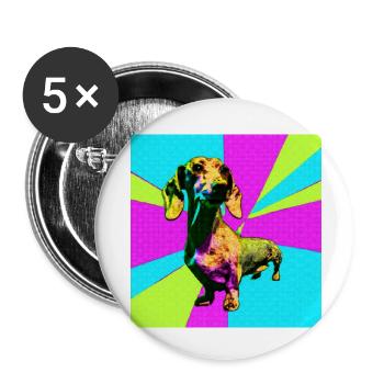 Teckel Pop Art - Lot de 5 petits badges (25 mm) - blanc - Devant