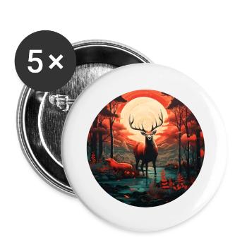 Mystical Deer - Buttons small 1''/25 mm (5-pack) - white - Front
