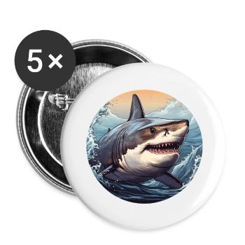 Weißer Hai - Buttons klein 25 mm (5er Pack) - Weiß - Vorne