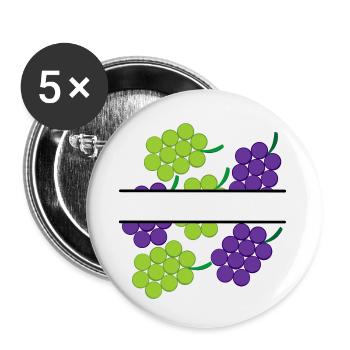 Raisins en bannière avec des raisins rouges et verts - Lot de 5 petits badges (25 mm) - blanc - Devant