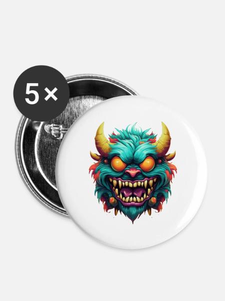 Evil Monster - Buttons klein 25 mm (5er Pack) - Weiß