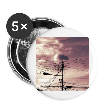 The bird on the cables - Buttons small 1''/25 mm (5-pack) - white - Front