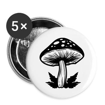 Pilz Pilzsammler Pilze Fungi - Buttons klein 25 mm (5er Pack) - Weiß - Vorne