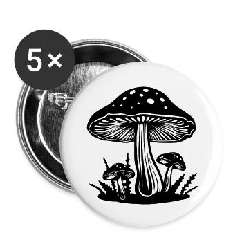 Pilz Pilzsammler Pilze Fungi - Buttons klein 25 mm (5er Pack) - Weiß - Vorne
