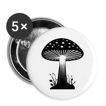 Pilz Pilzsammler Pilze Fungi - Buttons klein 25 mm (5er Pack) - Weiß - Vorne