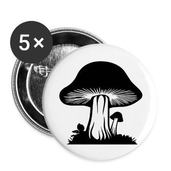 Pilz Pilzsammler Pilze Fungi - Buttons klein 25 mm (5er Pack) - Weiß - Vorne