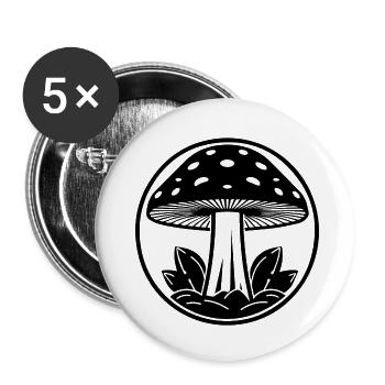 Pilz Pilzsammler Pilze Fungi - Buttons klein 25 mm (5er Pack) - Weiß - Vorne