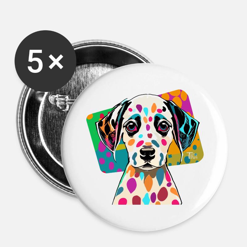 Dalmate - Lot de 5 petits badges (25 mm) - blanc