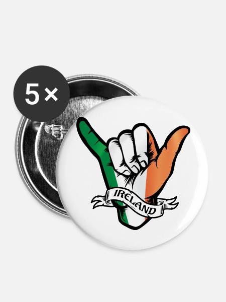 Ireland Shaka - Buttons klein 25 mm (5er Pack) - Weiß
