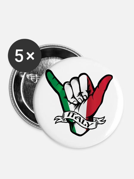 Italy Shaka - Buttons klein 25 mm (5er Pack) - Weiß
