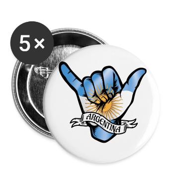 Argentine Shaka - Lot de 5 petits badges (25 mm) - blanc - Devant