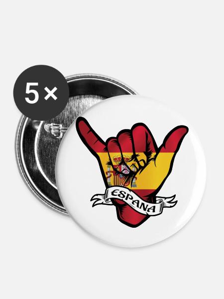 Espana Shaka - Buttons klein 25 mm (5er Pack) - Weiß