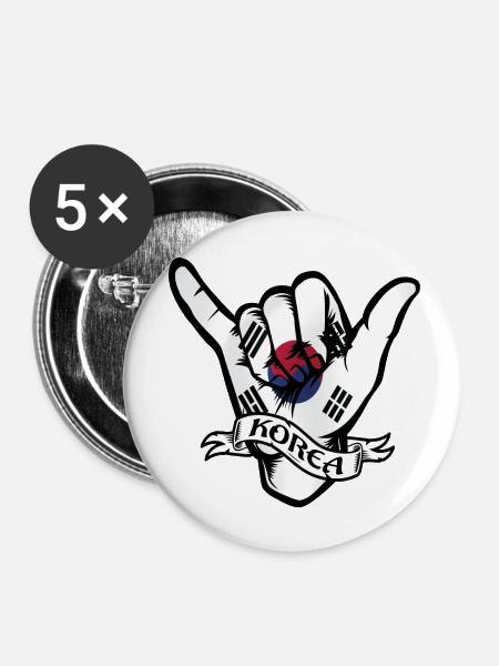 Korea Shaka - Buttons klein 25 mm (5er Pack) - Weiß